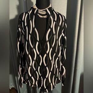 Vintage Weavz Black & White Zip Jacket with Contrast Stitching Lightweight XL